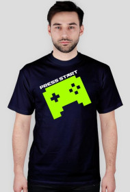 PRESS START PAD green - dark blue t-shirt