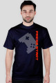 PRESS START LOGO vertical orange - dark blue t-shirt