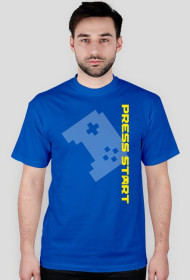 PRESS START LOGO vertical yellow - blue t-shirt