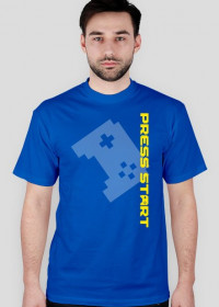 PRESS START LOGO vertical yellow - blue t-shirt