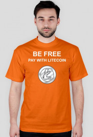 BE FREE pay with Litecoin (pomarańczowa, biały napis)