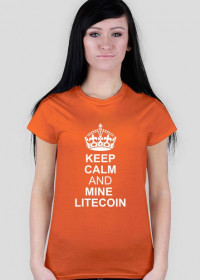 DAMSKA- keep calm and mine litecoin (pomarańczowa)