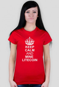 DAMSKA- keep calm and mine litecoin (czerwona)