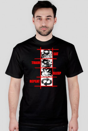 EAT TRAIN SLEEP REPEAT! GOKU Dragon Ball wersja Czarno-Czerwona