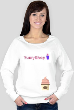 Bluza damska bez kaptura z logiem YumyShop i z nadrukiem babeczki