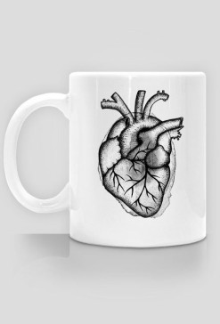 Serce anatomiczne szare - kubek