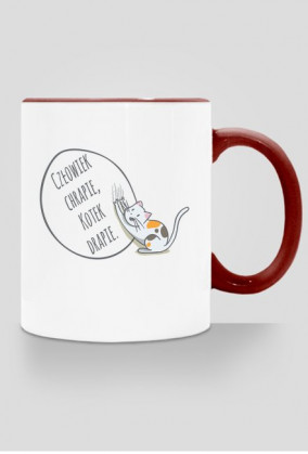 Człowiek chrapie, Kotek drapie – kubek z kolorowym uchem