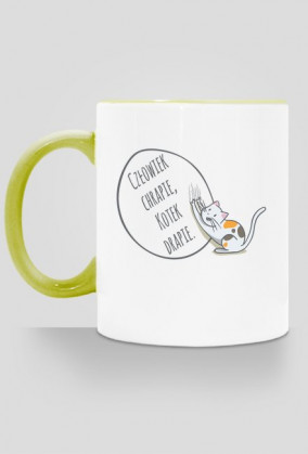 Człowiek chrapie, Kotek drapie – kubek z kolorowym uchem