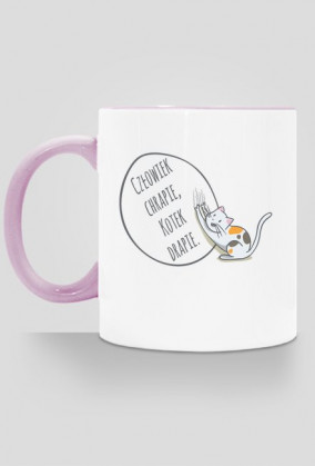 Człowiek chrapie, Kotek drapie – kubek z kolorowym uchem