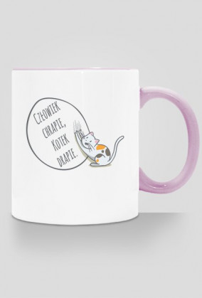 Człowiek chrapie, Kotek drapie – kubek z kolorowym uchem