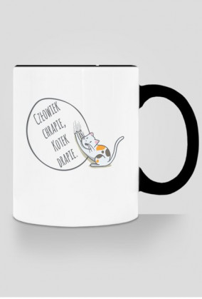 Człowiek chrapie, Kotek drapie – kubek z kolorowym uchem