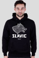 Slavic white WOLF print- bluza z kapturem