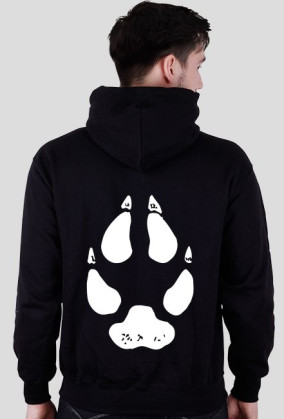 Slavic white WOLF print- bluza z kapturem