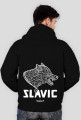 Slavic white WOLF print- bluza z kapturem zip