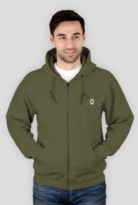 Slavic white WOLF print- bluza z kapturem zip