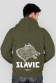 Slavic white WOLF print- bluza z kapturem zip