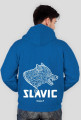 Slavic white WOLF print- bluza z kapturem zip