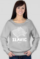 Slavic white WOLF print- bluza damska