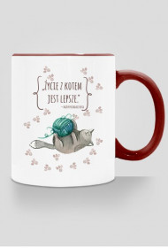 Życie z Kotem Jest Lepsze – kubek z kolorowym uchem