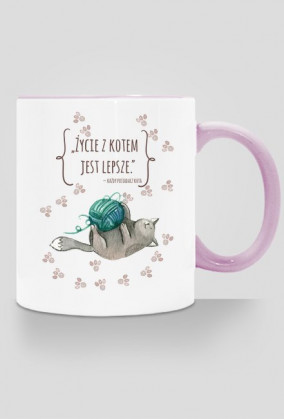 Życie z Kotem Jest Lepsze – kubek z kolorowym uchem
