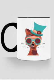 Steampunk Cat – kubek z kolorowym uchem