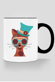 Steampunk Cat – kubek z kolorowym uchem