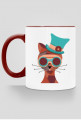 Steampunk Cat – kubek z kolorowym uchem