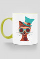 Steampunk Cat – kubek z kolorowym uchem