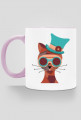 Steampunk Cat – kubek z kolorowym uchem