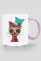 Steampunk Cat – kubek z kolorowym uchem