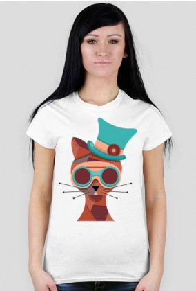 Steampunk Cat – t-shirt damski