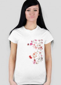 Kwiaty i motyle koszulka damska