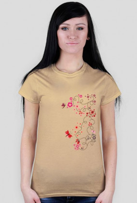 Kwiaty i motyle koszulka damska