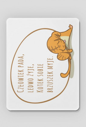 Człowiek pada, ledwo żyje, Kotek sobie brzuszek myje – podkładka pod myszkę