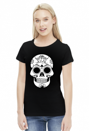 Sugar skull czaszka folk koszulka damska
