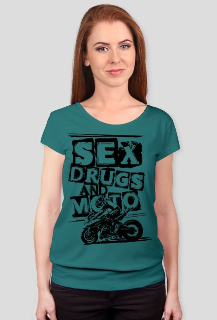 Sex drugs and motorcycles! koszulka damska z dekoltem