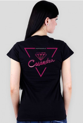 Koszulka V-neck czarna CASANDRA 1 (logo przód i tył)