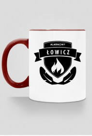kubek biały czarne logo