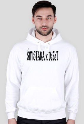 Biała Bluza z kapturem Śmietana x DeZeT