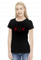 T-shirt damski - "Czarny kot" po japońsku