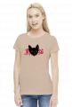 T-shirt damski - "Czarny kot" po japońsku