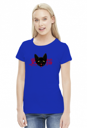 T-shirt damski - "Czarny kot" po japońsku