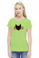 T-shirt damski - "Czarny kot" po japońsku