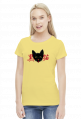 T-shirt damski - "Czarny kot" po japońsku