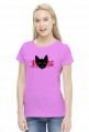 T-shirt damski - "Czarny kot" po japońsku