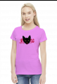 T-shirt damski - "Czarny kot" po japońsku