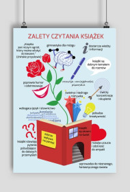 Zalety czytania książek - plakat