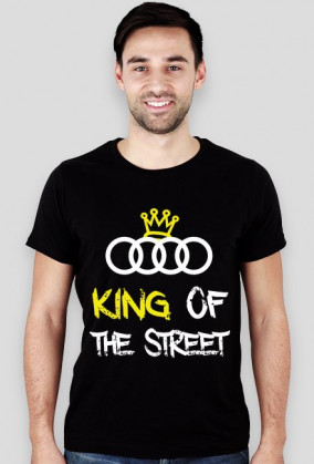 Koszulka SLIM "KING OF THE STREET" audi czarna i niebieska (PRZOD)