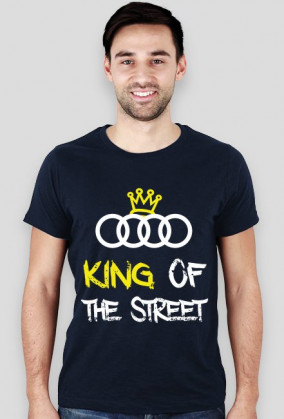 Koszulka SLIM "KING OF THE STREET" audi czarna i niebieska (PRZOD)