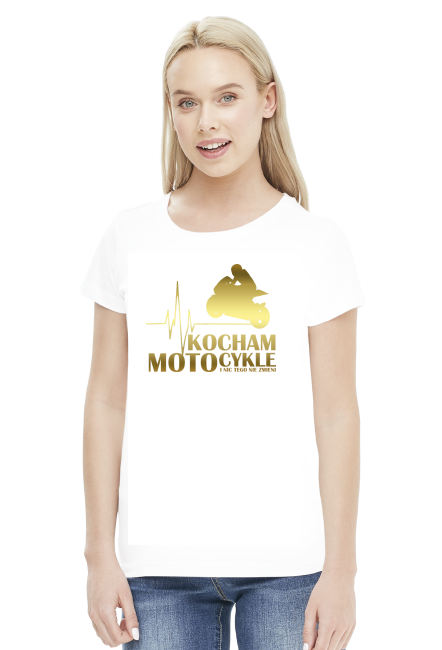 Kocham motocykle gold - damska koszulka motocyklowa